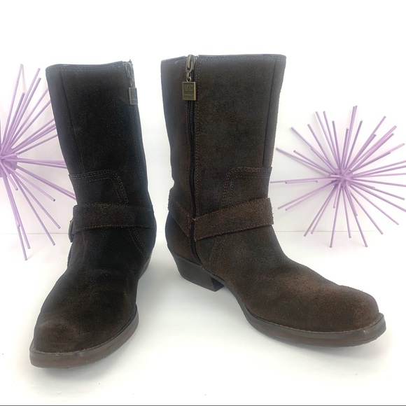 BC Footwear / Dark Brown Distressed Buckled ZIP Up - Picture 2 of 8